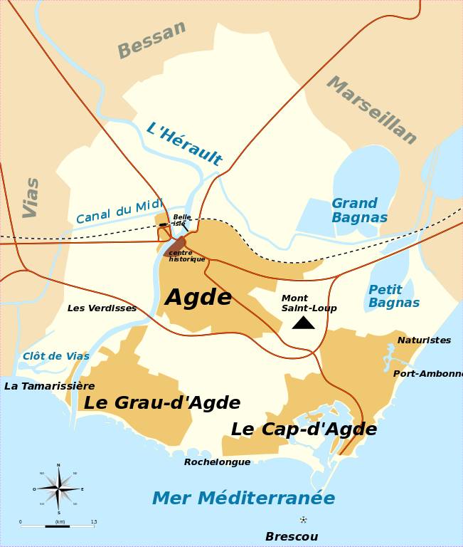 Le territoire de la ville d'Agde